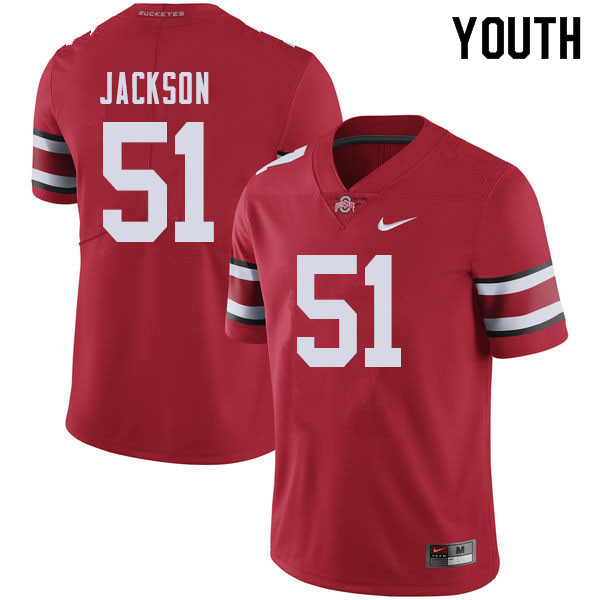 Ohio State Buckeyes Antwuan Jackson Youth #51 Red Authentic Stitched College Football Jersey